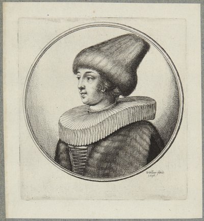 Woman with Pointed Fur Cap by Wenceslaus Hollar