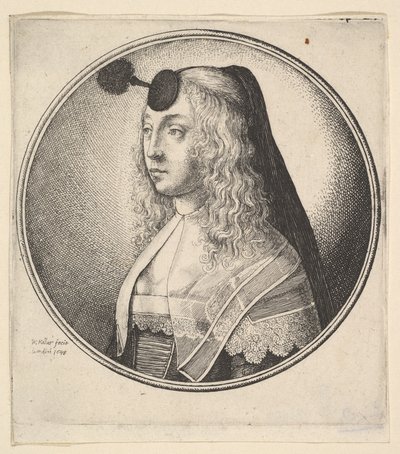 Woman with Houpette on Forehead Turned to Left, 1643 by Wenceslaus Hollar