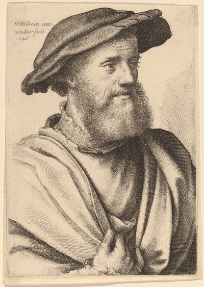 Man with Beard Looking Right (Hans Holbein?) by Wenceslaus Hollar after Hans Holbein the Younger