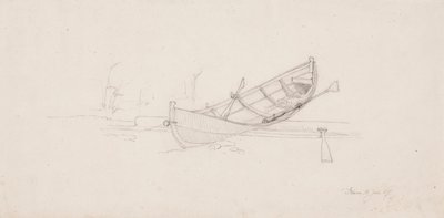 Rowboat Pulled onto a Log by Werner Holmberg
