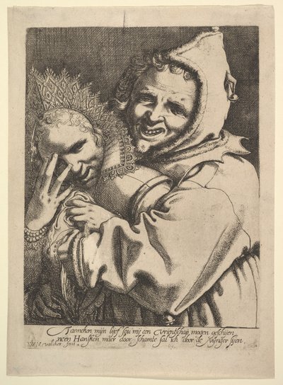 Fool with a Girl Looking Through Her Fingers by Werner Jacobsz. van den Valckert