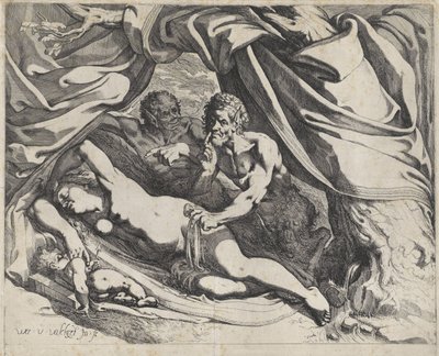 Sleeping Venus Spied on by Satyrs by Werner van den Valckert