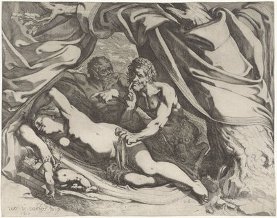 Sleeping Venus Spied by Satyrs by Werner van den Valckert