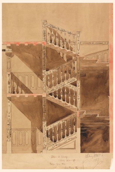 Stair at the Cluny, Paris, 1887 by Whitney Warren Jr.