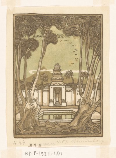 Cemetery Near Yogyakarta in Java by Wijnand Otto Jan Nieuwenkamp (signed by artist)