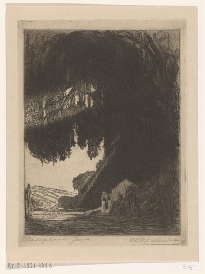 Chinese Chapel in the Vicinity of Semarang on Java by Wijnand Otto Jan Nieuwenkamp (signed by artist)