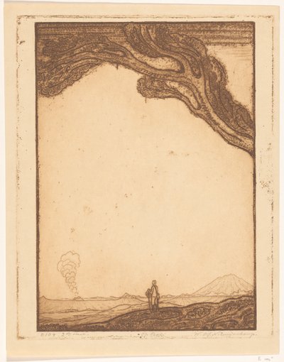 Man in a Volcanic Landscape in Bali by Wijnand Otto Jan Nieuwenkamp (signed by artist)