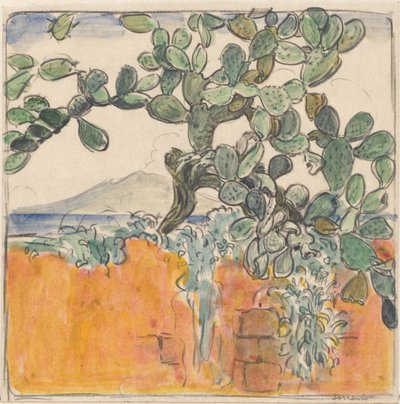 View with Cactus on Mount Vesuvius from Sorrento by Wijnand Otto Jan Nieuwenkamp