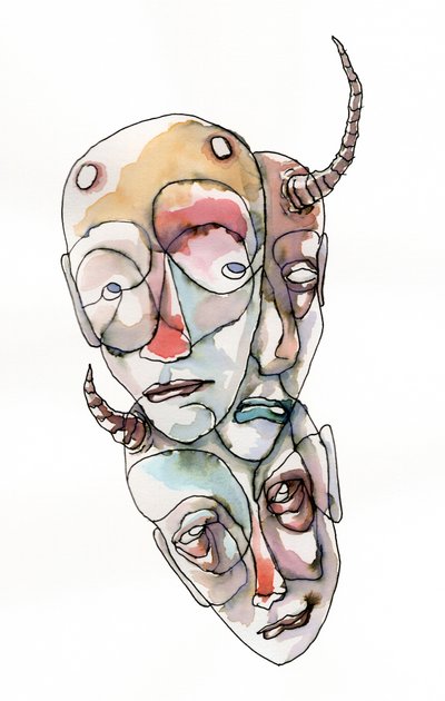 Complex Watercolor Faces by Wildemar Doomgriever