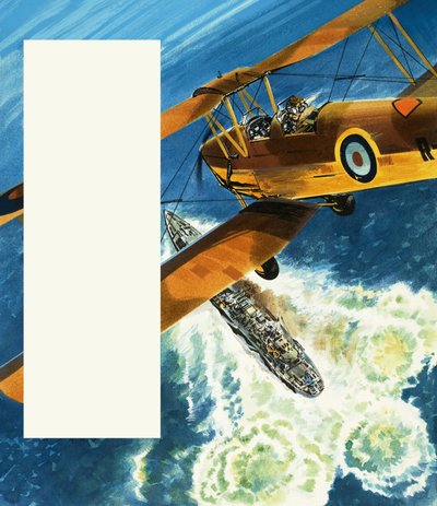 A Tiger Moth Patrolling the British Coast During World War II by Wilf (20th century) Hardy
