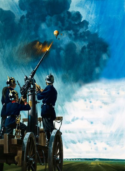 A Brave Balloonist Delivered Mail to the Besieged City of Paris Despite Being Fired Upon by Prussian Guns by Wilf (20th century) Hardy