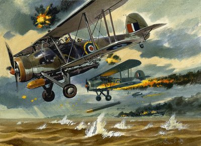 Aircraft under Fire by Wilf (20th century) Hardy
