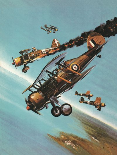 Famous Aircraft and Their Pilots: The Gloster Gladiator -- Squadron Leader Pattle by Wilf (20th century) Hardy