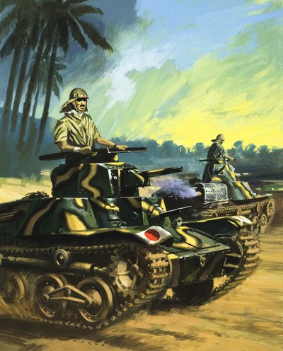 Japanese Tanks by Wilf (20th century) Hardy