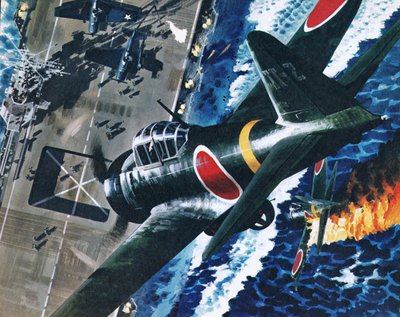 Japanese Suicide Attack on American Aircraft Carrier by Wilf (20th century) Hardy