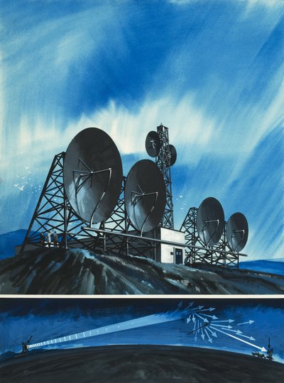 Science Survey: Radio Links Around the World by Wilf (20th century) Hardy
