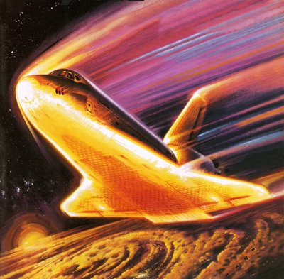 The Space Shuttle Imagined Re-entering the Earth