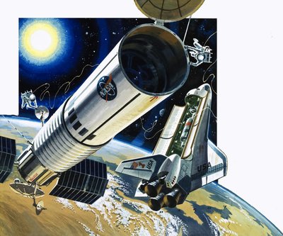 Unidentified Space Shuttle Scene by Wilf (20th century) Hardy