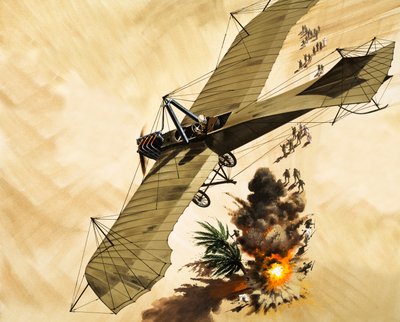In 1911, Lt. Giulip Gavotti Became the First Man to Drop a Bomb from a Plane by Wilf (20th century) Hardy