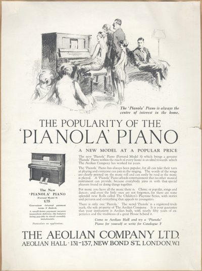 Aeolian Company Pianolas, 1920s by Wilfred Fryer