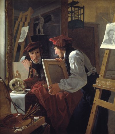A Young Artist (Ditlev Blunck) Examining a Sketch in a Mirror by Wilhelm Bendz