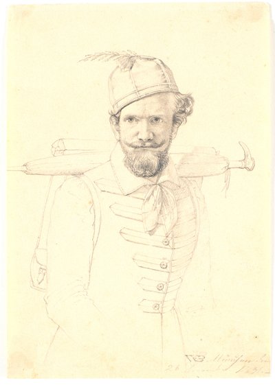 Self-Portrait with Knapsack by Wilhelm Bendz
