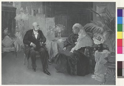 Queen Victoria and Emperor Franz Joseph in the Hotel du Cimiez in Nice by Wilhelm Gause