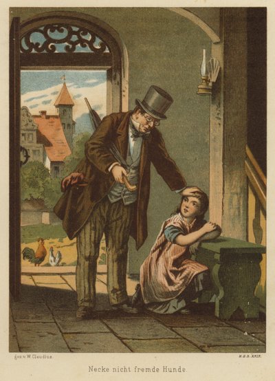 Father Consoling His Daughter After She Suffered the Consequences of Teasing a Dog by Wilhelm Ludwig Heinrich Claudius