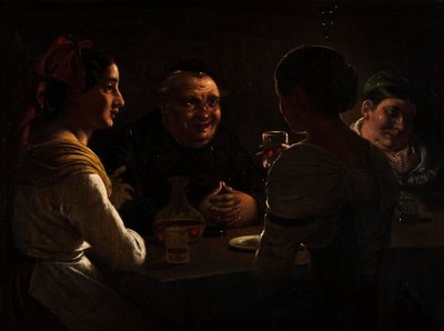 Abbate Jesting with Two Young Girls by Wilhelm Marstrand