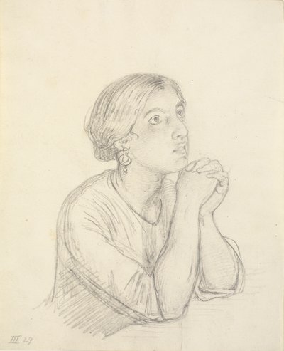 Praying Italian Woman, Bust Portrait by Wilhelm Marstrand