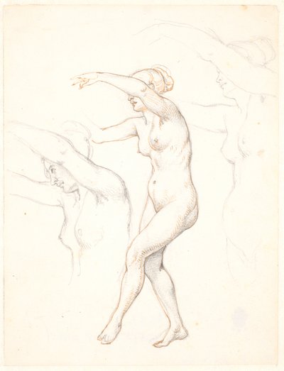 Sheet with Three Studies of a Nude Dancing Woman by Wilhelm Marstrand