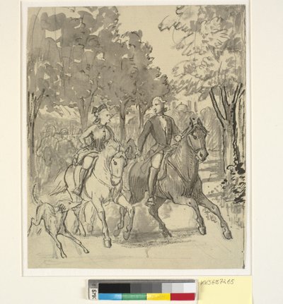 Caroline Mathilde and Struensee Riding at Hørsholm by Wilhelm Marstrand