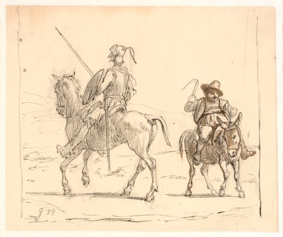 Don Quixote Riding to the Left, Sancho Panza to the Right by Wilhelm Marstrand