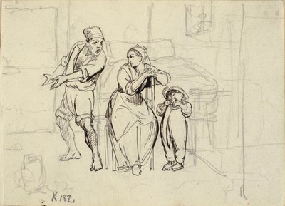 A Man Scolding His Wife and Little Boy by Wilhelm Marstrand