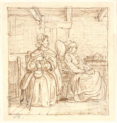 Ewald receives a visit from his hard-hearted mother in Rungsted, in a closed interior by Wilhelm Marstrand