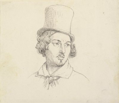 Head of a Man with a High Hat by Wilhelm Marstrand