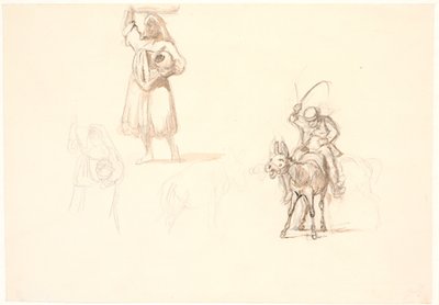 Italian Woman with Basket on Her Head, a Donkey Rider, etc. by Wilhelm Marstrand
