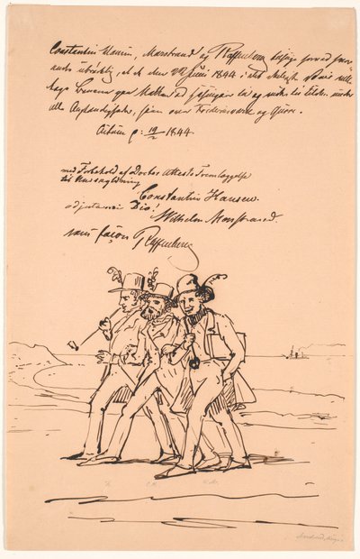 Marstrand, Constantin Hansen and Raffenberg on a Walking Tour by Wilhelm Marstrand