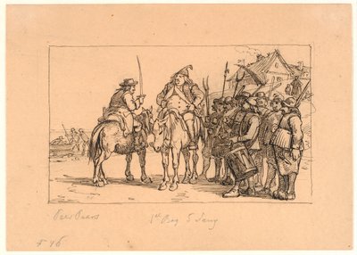 Peer Paars Book 1, Song 5. The Bailiff on Anholt and Jens Blok Gather Their Troops by Wilhelm Marstrand