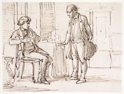 Conversation Between a Seated Younger Man and a Standing Older Man by Wilhelm Marstrand