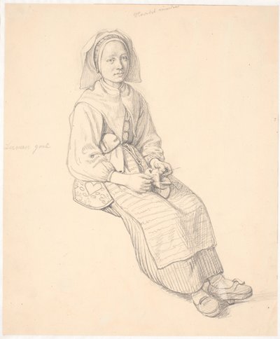 Sitting Swedish Woman with Knitting by Wilhelm Marstrand
