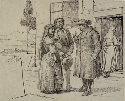 Outside a House, a Priest Admonishes a Young Couple by Wilhelm Marstrand