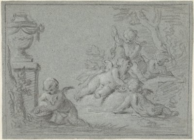 Putti in a Landscape with a Vase by Willem Bilderdijk