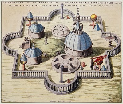 Stelleburgum sive Observatorium Subterraeum, underground astronomical observatory at Stjerneborg, designed by Tycho Brahe, drawing by Willem Blaeu, ca 1595 by Willem Blaeu