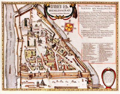 The Moscow Kremlin Map of the 16th century (Castellum Urbis Moskvae) by Willem Blaeu