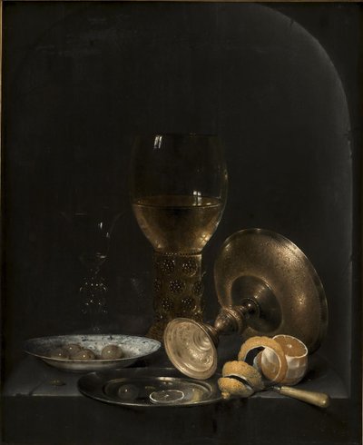 Still life. Breakfast Piece in a Stone Niche by Willem Claesz. Heda