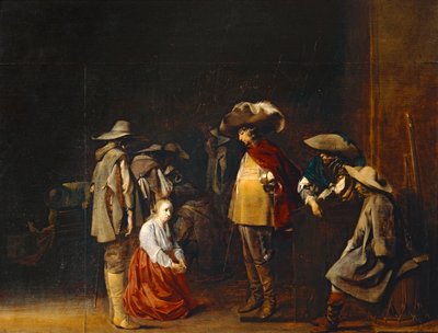 Guards with woman imploring the soldiers, also called The marauders by Willem Cornelisz Duyster