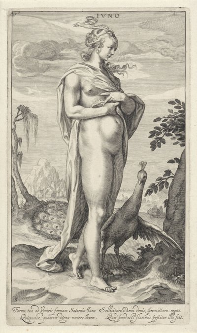 Juno with Peacock (series title: Judgment of Paris) by Willem Isaacsz. van Swanenburg