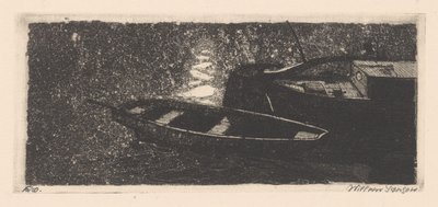 Stern and rowboat by Willem Jansen (graveur) (signed by artist)