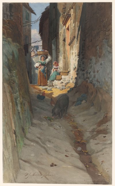 View of a Small Street in Rocca di Papa by Willem Johann Martens